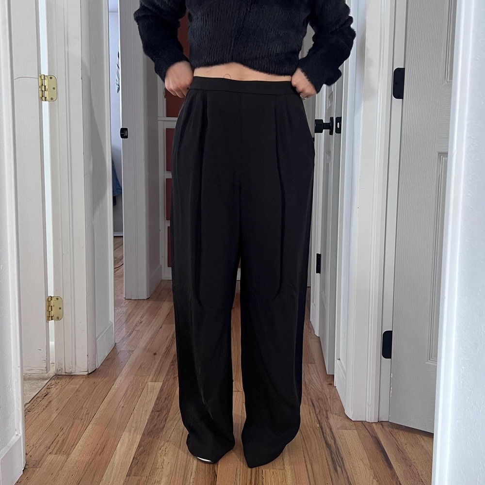 vintage 90s pleated wide leg trousers black size‎ 10